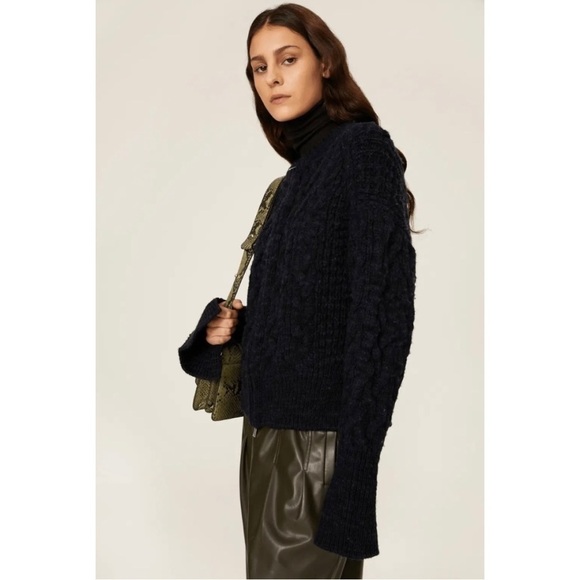 Phillip Lim Women's Black Chunky Knit Zip Up Cardigan Size S - Picture 7 of 9